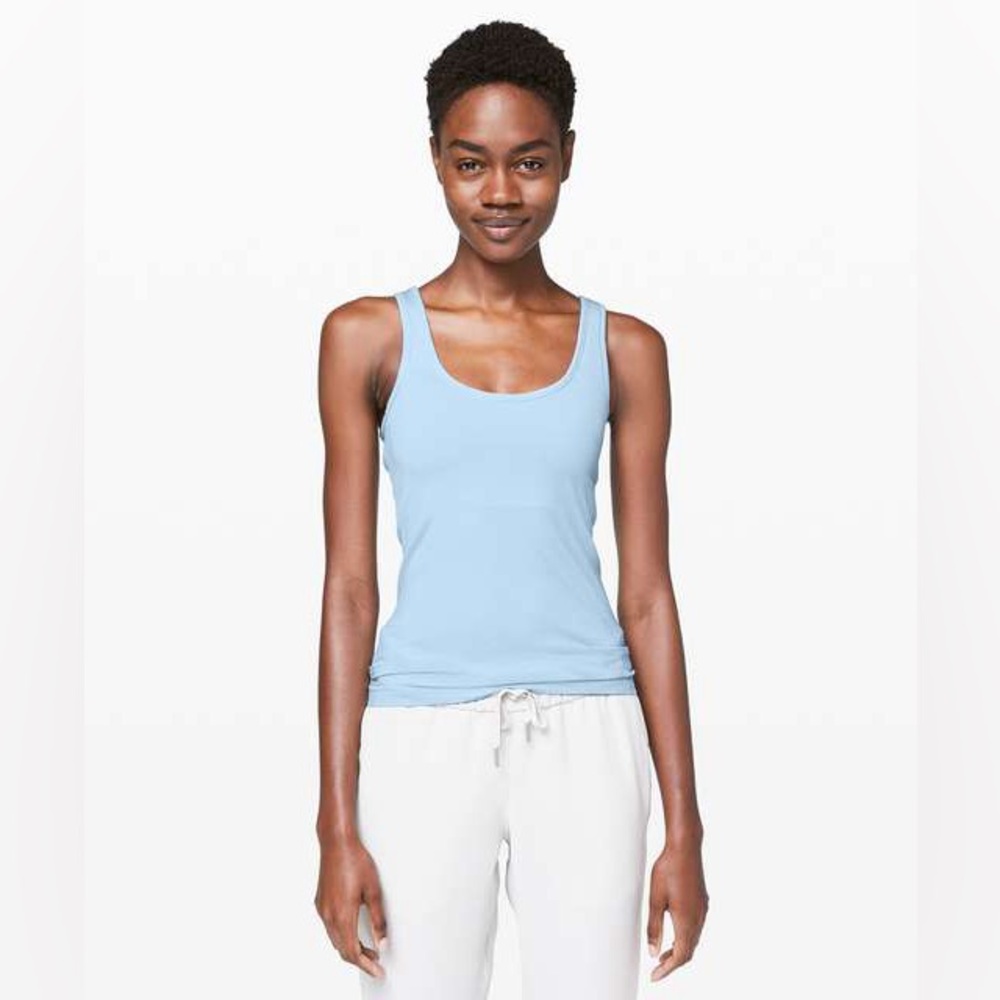 Lululemon Seek Simplicity Ribbed Baby Blue Tank Top Sleeveless Shirt Size 6 758